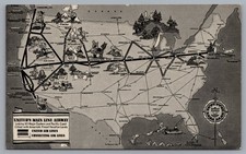 United Airlines Map Of Main Line Airway Vintage Advertising Postcard