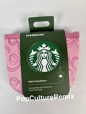 #ad Disney Parks 2026 Starbucks Princess Pink Ribbon Bow Fabric Cup Sleeve 16 oz New $32.50