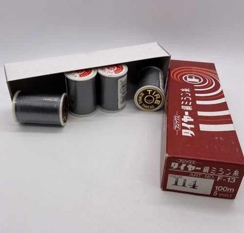 Lot of 4 Fujix Tire Silk Thread spools 50 weight 100m Color 114 mid tone gray - product listing photo