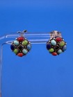 Studs Earrings Turquoise Coral Lapis Beautiful Sterling Silver Multi Gemstone