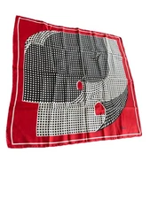 Vintage 1960’s Paoli Red, Black, & White Geometric Square Scarf