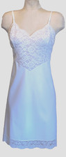 VANITY FAIR Vintage Full Slip A-Line Lace Trim Bodice Hem Nylon USA White 38 px
