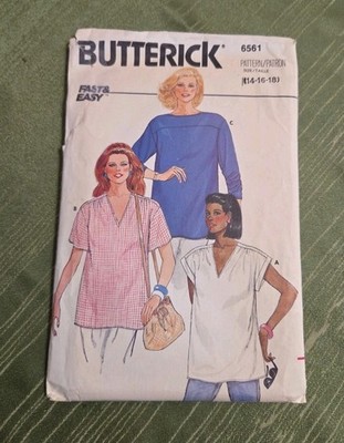 Vtg 80s Butterick 6561 Women's loose fitting shirt maternity scrubs 14-16-18 UC