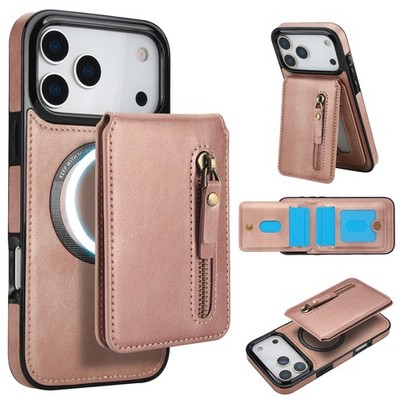 For iPhone 17 Pro Max 16 15 14 13 Magnetic 2 in 1 PU Leather Card Wallet Case