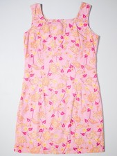 Vintage Lilly Pulitzer Pink Sea Turtle  Hearts Shift Dress Women Size 8 A4 
