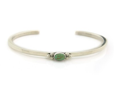 Navajo Cuff Bracelet Sterling Silver Turquoise Vintage Native American Artist