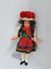 Vintage 1950s German Celluloid Doll 9" W/hat Black Forest Girl Folk Costume