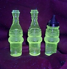 3 Victorian Etch Glass Cruet Inserts Victorian Salt Pepper Mustard Cheese Glows