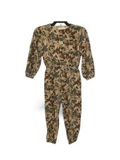 Zara Girls Camouflage Corduroy Jumpsuit Size 9 Elastic Waist/Cuffs/Ankles Cotton