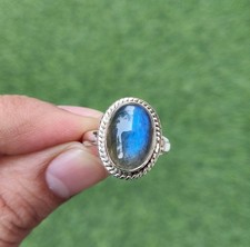 Blue Labradorite Ring 925 Sterling Silver Handmade Ring Blue Labradorite Jewelry