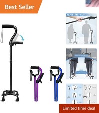 Adjustable Walking Cane for Men  Women with 4-Pronged Base for Extra Stabili...