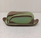 Frankoma Pottery 4K Covered Butter Dish Prairie Green Vintage