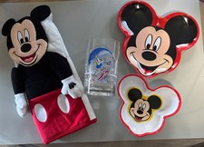 Ancienne assiette et bol en mélamine Disney Mickey Mouse, verre Epcot, mitaine de four Mickey