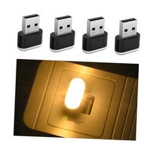 4PCS USB LED Car Interior Atmosphere Lamp, Portable Plug-in Mini Vehicle Warm