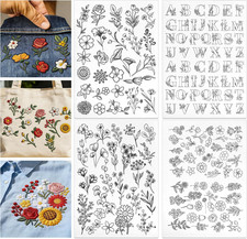 4 Sheets Stick and Stitch Embroidery Patterns, 8.5"X11" Water Soluble Embroidery