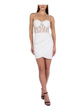 B DARLIN Womens Short Dress White Corset Bodice Hem Juniors 910