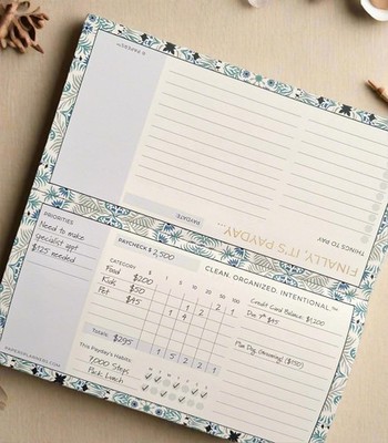 Payday Pad Budget Tracker Book   55 Paycheck 7x3.5 inches, White 