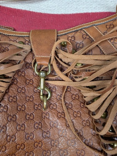 Gucci Hobo Bag Handtasche braun Monogramm Leder Wildleder Babouska Fransen - Bild 3 von 13