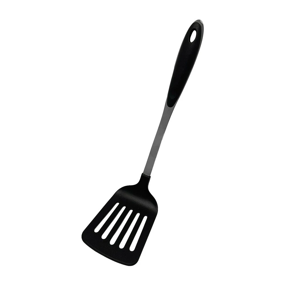 12 Black Nylon Slotted Spatula Stainless Steel Handle Kitchen Tools Utensil