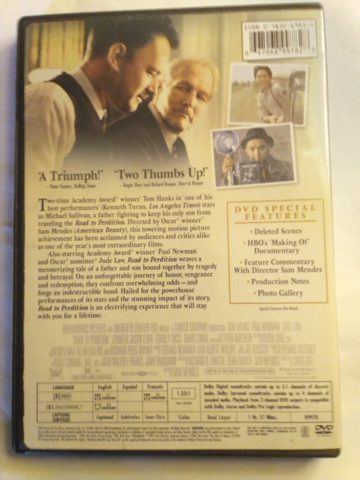 ROAD to PERDITION Full Screen Edition DVD 2002 Tom Hanks Jude