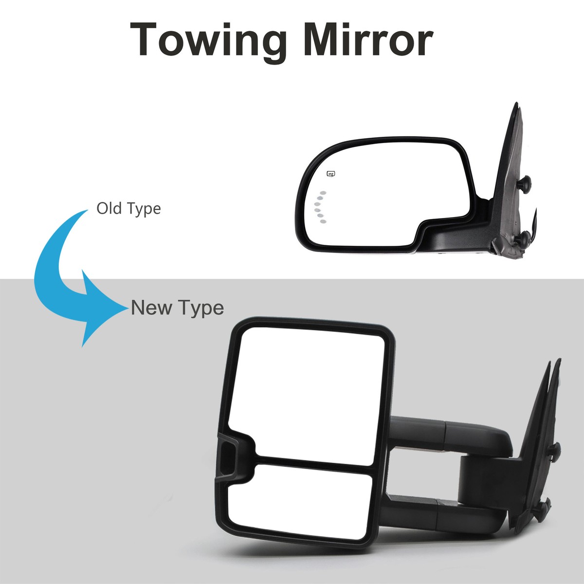 Pair Of Manual Extendable Towing Mirrors For 1999-2006 GMC Sierra 1500 2500 3500 - Black Finish 1 thumbnail image