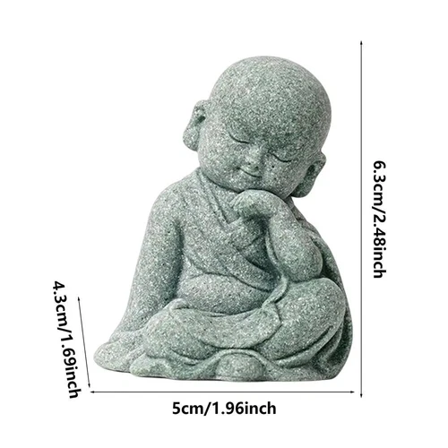 Piccoli monaci buddisti statuina Buddha statua in pietra buddismo tibetano monaco zen - Foto 19 di 22