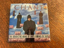 Benedictine Monks 'Chant' Vintage 1994 promo button pin 2.5" square badge  EX