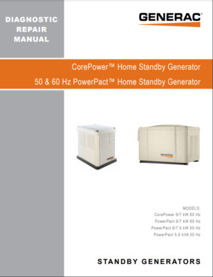 Generac Air Cooled CorePower/PowerPact 6/7kW Service & Repair Diagnostic Manual