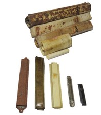 5 old MEZUZAH & mezuzah cases Antique Jewish, Jerusalem Israel 1900