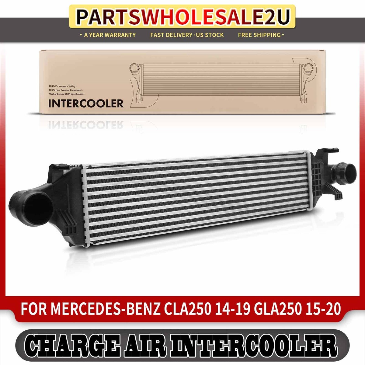 Soillar Intercooler Charge Air Cooler For Mercedes-Benz CLA250 2014-2019 & Infiniti QX30 2017-2019 – Direct Fit, 1-Year Warranty