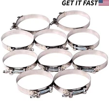 10pcs 3" Hose Clamps 304 Stainless Steel T-Bolt Clamp 83-91mm for 3" I.D. Hose