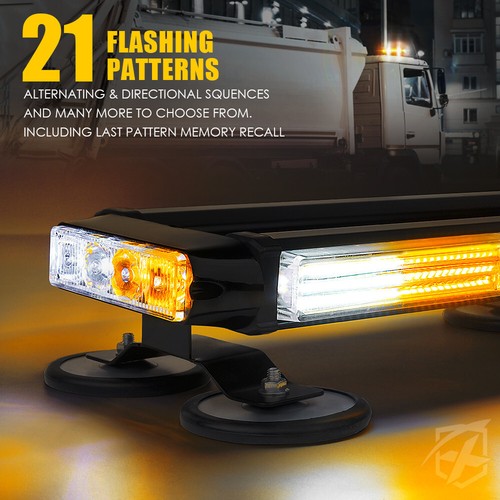 White Amber Warning strobe light bar LED Rooftop Emergency Flash hazard lamps - Bild 3 von 7