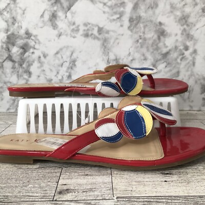 Katy Perry The Sandy Beach All Fun Flip Flops Womens Size 11 Red