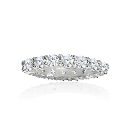 3mm Round-Cut Cubic Zirconia Stackable 925 Silver Eternity Band Ring ...