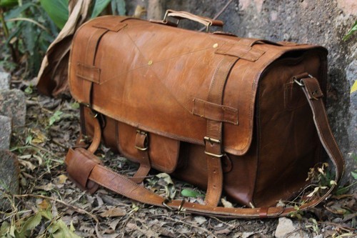 Sac De Nuit Femme En Cuir Véritable Ciré, 16 Pouces, Bagage Cabine, Marron, Fait Main
