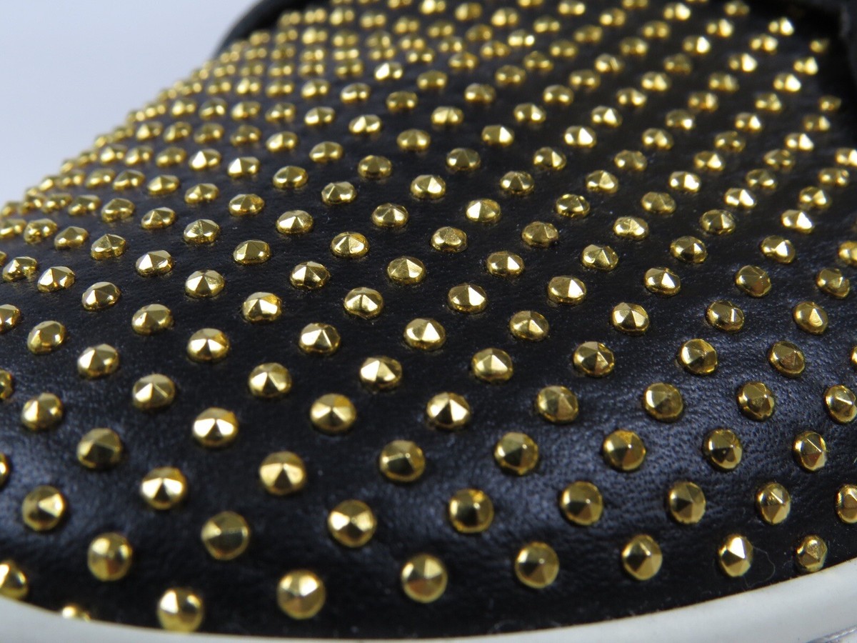 NEW 40 VERSACE sneaker black gold leather stud Medusa NEW 40 VERSACE sneaker black gold leather stud Medusa