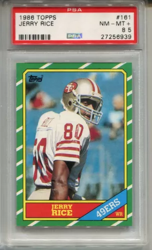 1986 Topps Football #161 Jerry Rice Rookie Card RC Graded PSA 8.5 NM MINT+