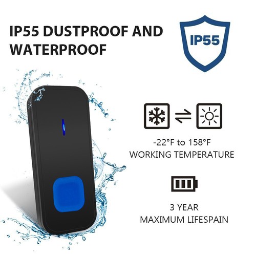 Wireless Door Bell Chime Waterproof Doorbell 2 Plugin Receivers 300M Long Range - Picture 5 of 11