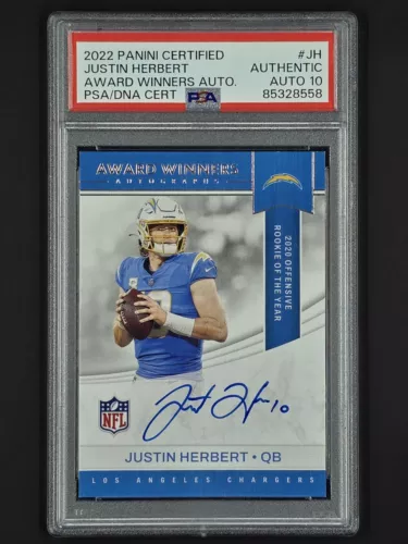 2022 Panini Certified Award Winners Autographs Justin Herbert AWA-JH PSA Auto 10
