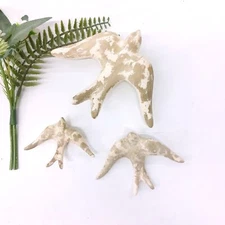 Glazed Cream Stone Swallow Wall Hanging Decor