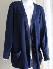 Exclusively Misook Sz 3x Gorgeous Medium Dark Stone Blue Knit Open Jacket Blazer