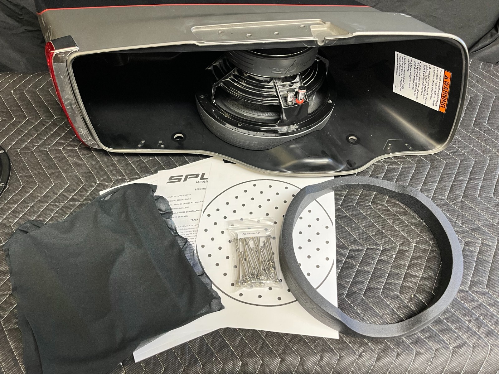 10" Harley Saddlebag MID-MOUNT Speaker Ring Adapters w/CLOTH 2014-2023