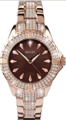 Seksy Rose Gold Stainless Steel Fashion Watch 4794 Swarovski Crystal  UK