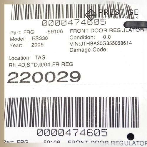 2003-2006 LEXUS ES330 Door Window Regulator w/ Motor Front Right 69801-33070 - Picture 5 of 5