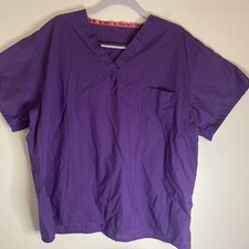 Fashion Seal Scrub Top Medical Uniform Purple V-neck XL