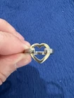 Vtg Two Toned Sterling Silver Open Heart Ring, Size 7.25