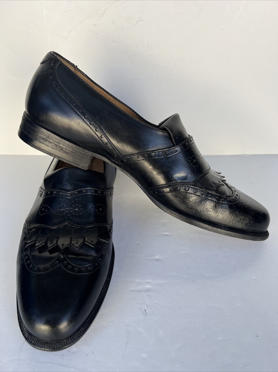 Santoni Classico Mens Black Wingtip Brogue Kiltie Loafers  display picture 1