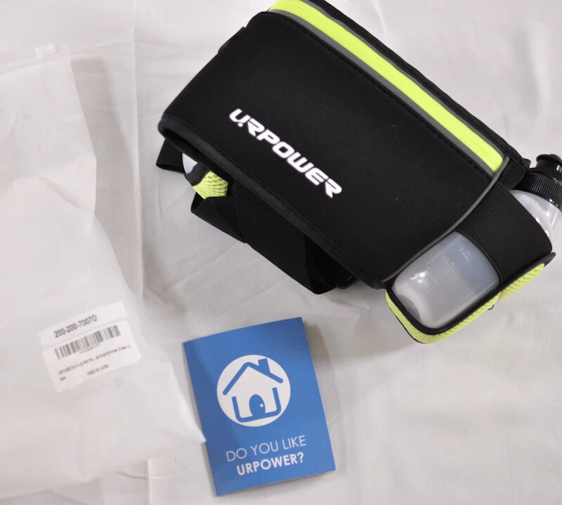Urpower running belt black yellow water bottle adjustable strap