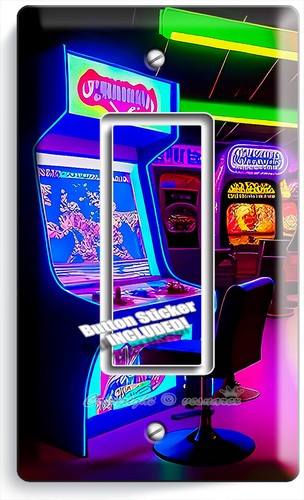 COLORFUL RETRO ARCADE MACHINES LIGHT SWITCH OUTLET WALL PLATE GAME ROOM HD DECOR - Picture 4 of 34