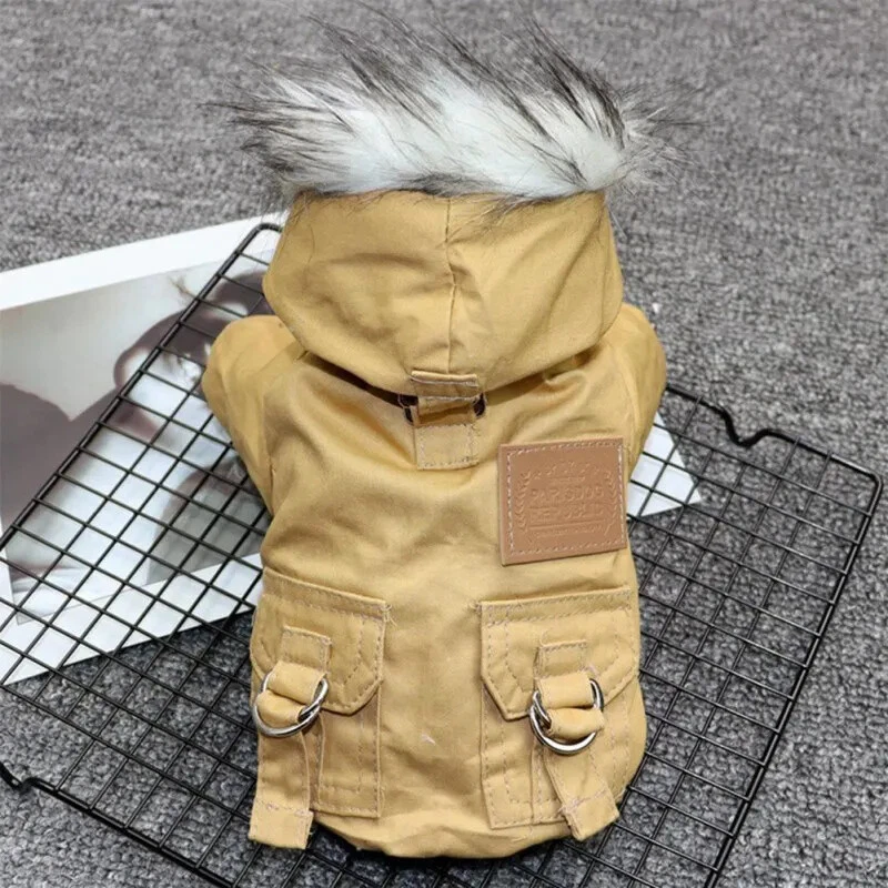 Invierno Ropa para Mascotas Cálida Cachorro Chaqueta Abrigo Ropa con Capucha para Perro Pequeño Mediano Foto 4 de 4
